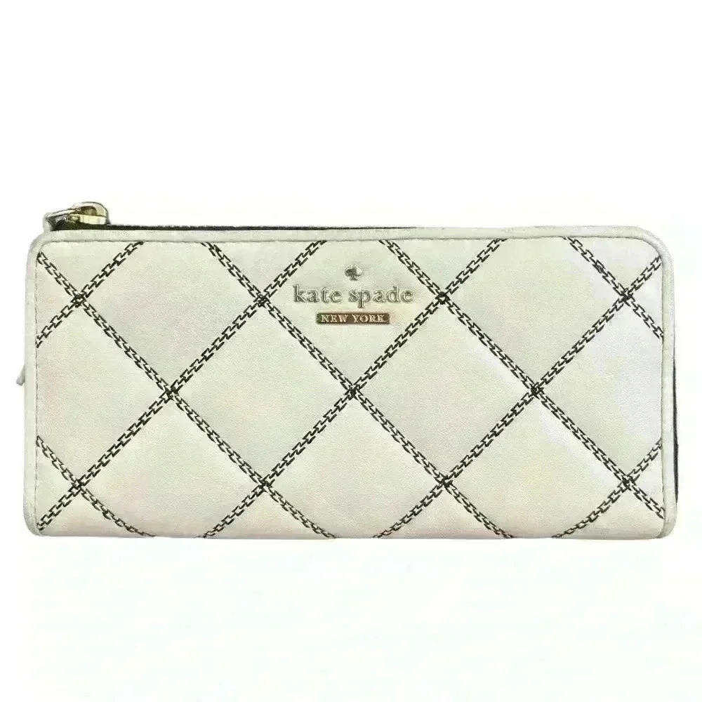 Kate Spade Emerson Place Nisha Cement/Black Zip Around Wallet
